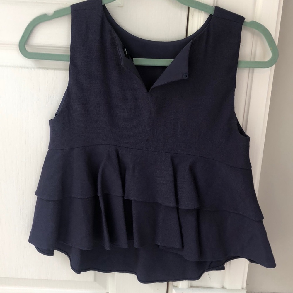 Club Monaco Linen Ruffle Top
